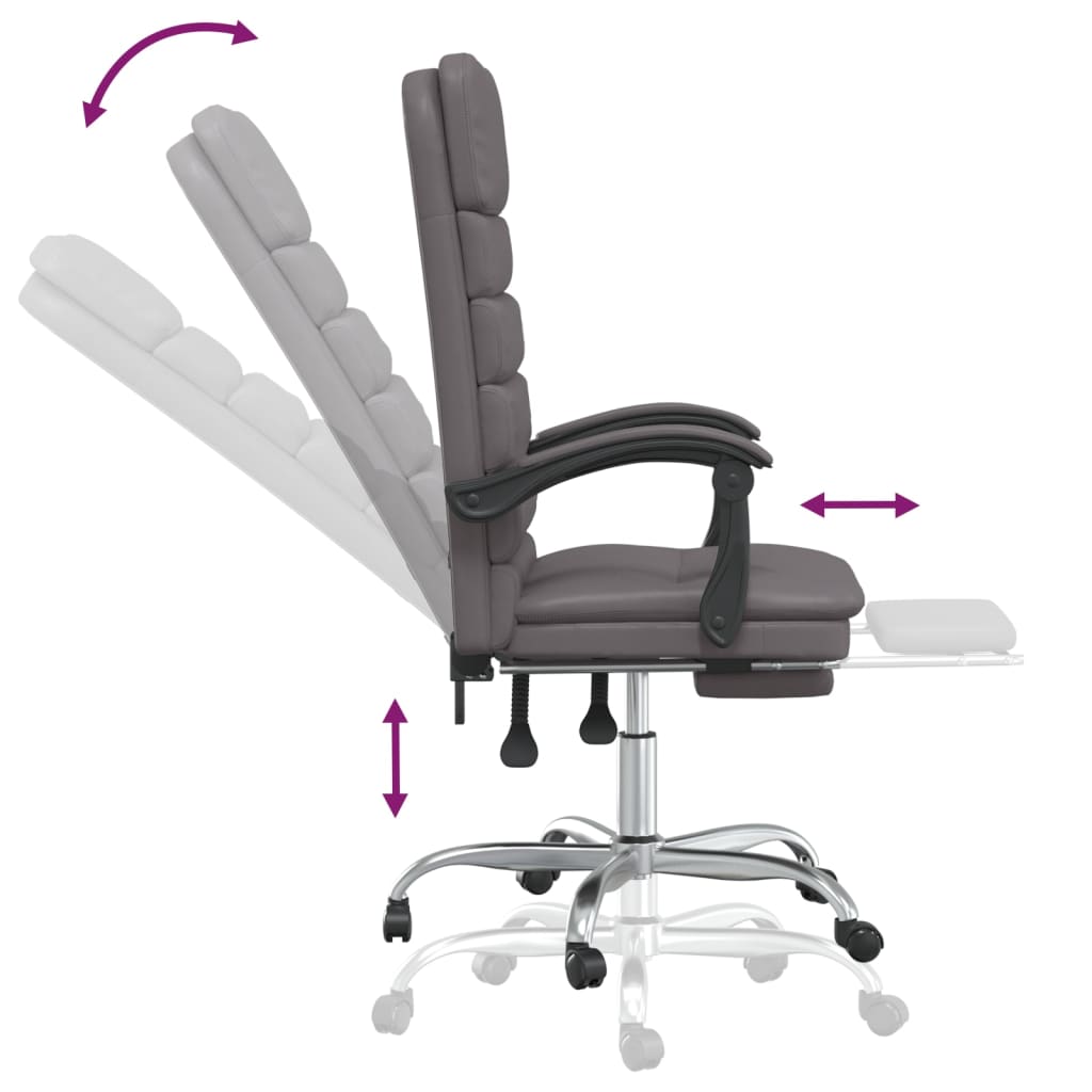 Massage Office Chair with Reclining Function Gray Artificial Leather