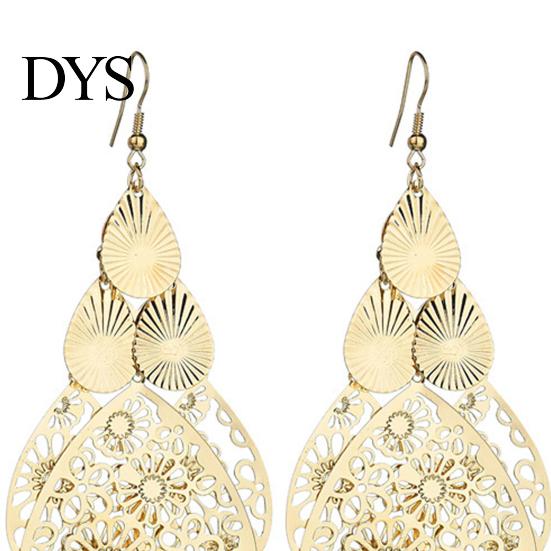 Hängende Ohrringe 1 Paar Haken Übertrieben Retro Geometrisch Elegant Hohl Hängende Blumen Wassertropfen Anhänger Damen Mode Schmuck Damen