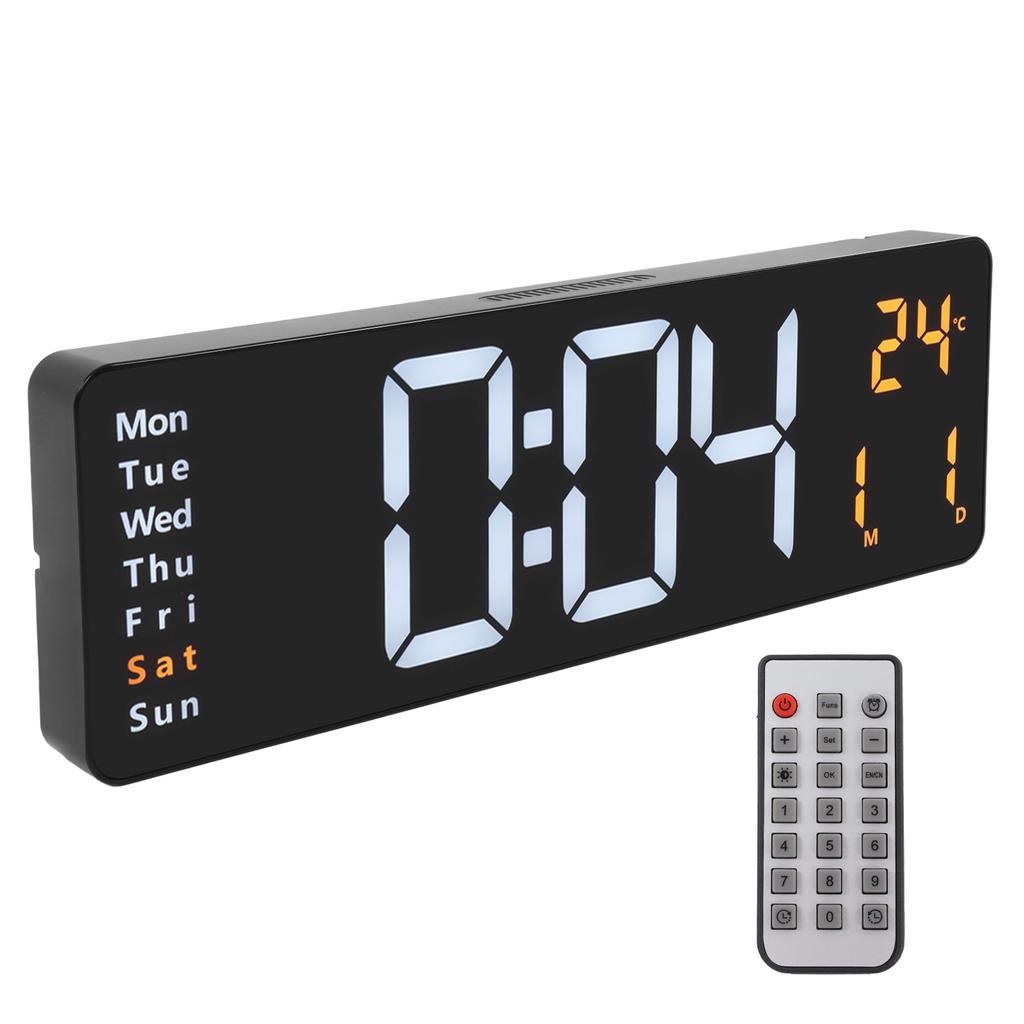 LED Digital Clock Large Screen Wall Mounted Clock with Remote Control 10 Level Adjustable Brightness Date Temperature