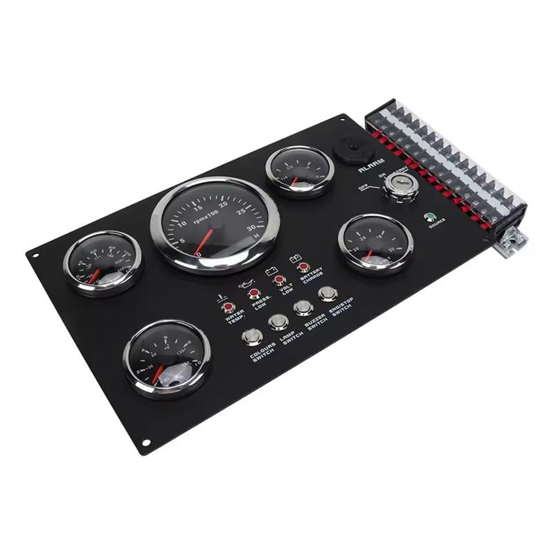 A25F-7 Color Backlight Digital Gauge Cluster Panel Display 24V RPM Fuel Level Oil Pressure Water Temp Voltage For RV Boat