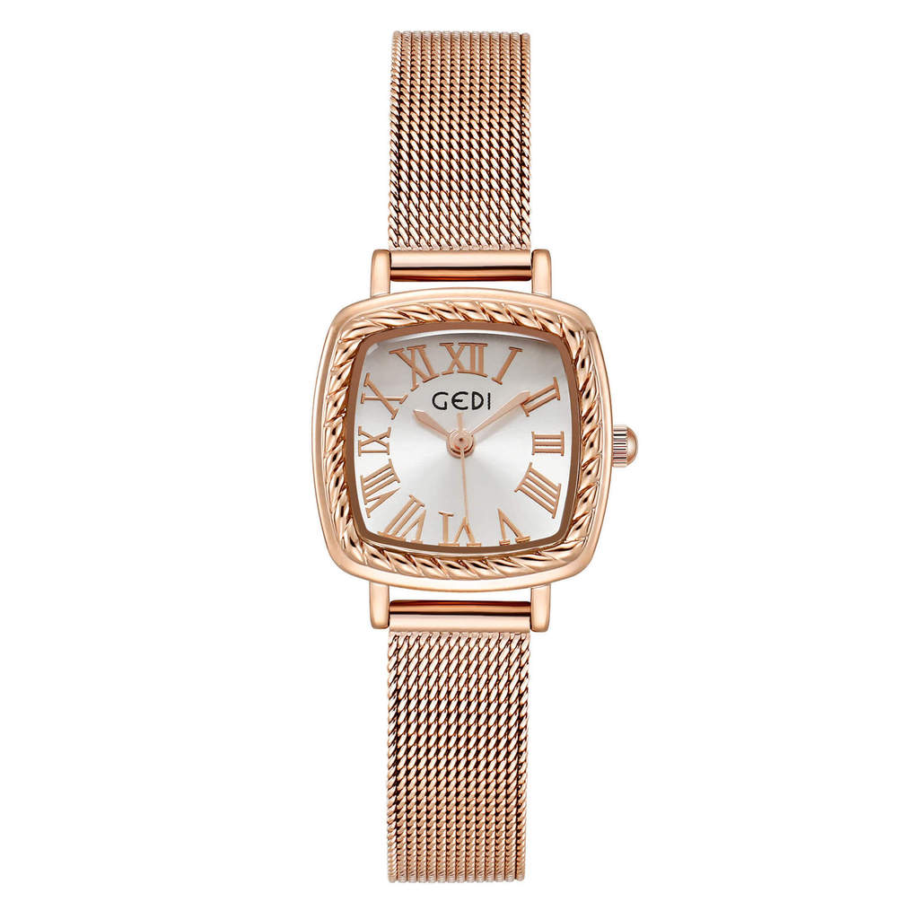 Vintage Female Quartz Watch With Waterresistant Alloy Strap For Elegant Office Wear