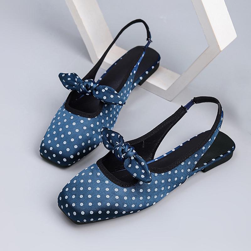 Fashion Summer Shoes Women Sandals Flat Polka Dot Elegant Ladies Brand Shoes Mary Jane Flat Sandals White Blue Plus Size 42 D540