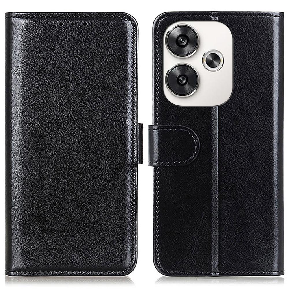 

For Xiaomi Poco F6 5G/Turbo 3 5G Case Crazy Horse Texture PU Leather Stand Phone Cover Black