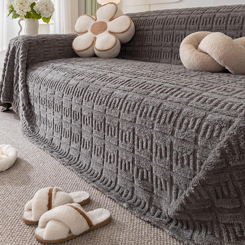 Winter High-Grade Plush Sofa Cover Towel Heat Preservation and Warm All-Inclusive Universal Sofa Towel Simple Modern Cushion