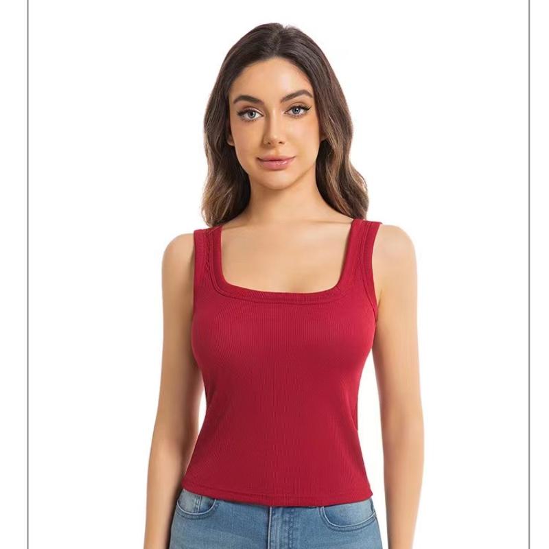 Women's Large Modal Camisole Lingerie Top for Summer with Five-Finger Cup Chest Pad and Wide Shoulder Straps - Multiple Color Options