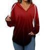Women's Fashion Casual V-neck Drawstring Printed Long Sleeved Sweater Top