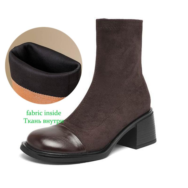Krazing Pot Flock Winter Round Toe Modern Platform Size 33 Boots Size 43 Women Fashion British School Elastic Ankle Boots