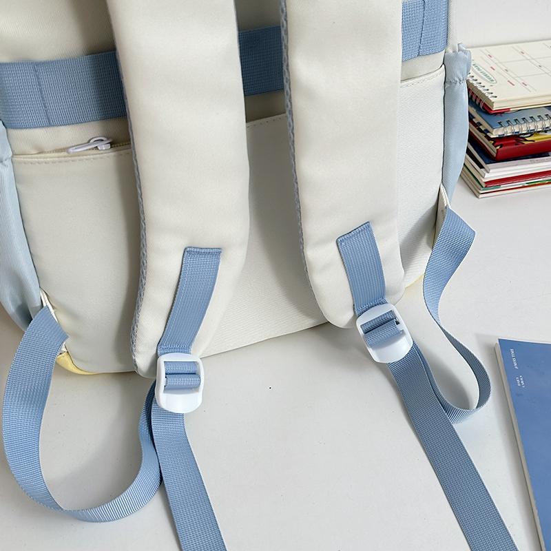 Contrast Color Student Bag Junior High School Student Backpack Women's Travel Lightweight Backpack