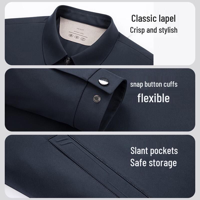 ROMON Men's Business Casual Easy-Care Spring/Autumn Lapel Jacket