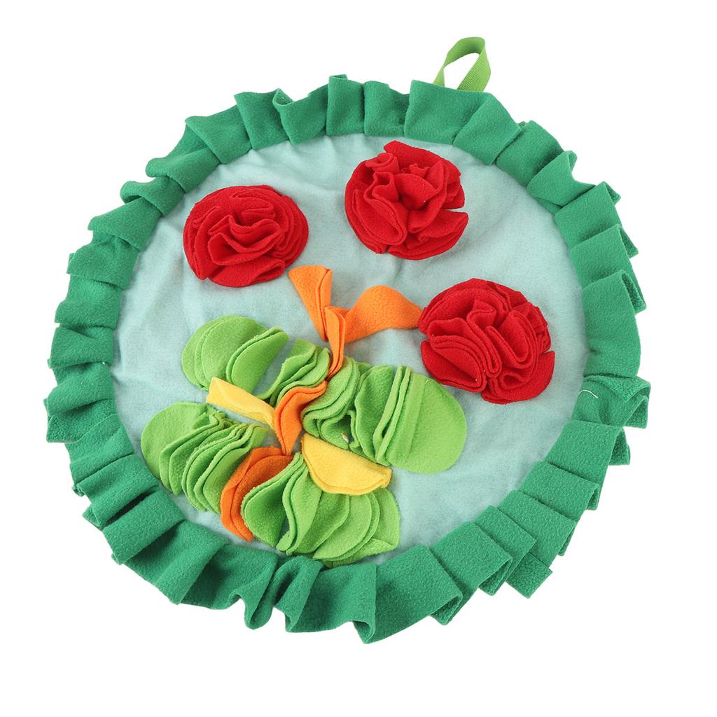 Three Red Flowers Pattern Rabbit Foraging Mat Rabbits Snuffle Mat Interactive Nosework Feeding Mat for Pets