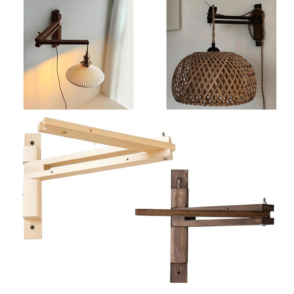Wooden Wall Mounted Lamp Bracket Adjustable Folding Arm Pendant Light Home Decor for Bedroom Living Room