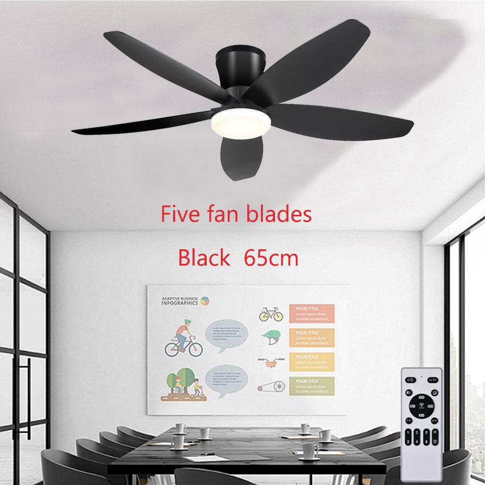 Low-profile ceiling fan with light and remote control, dimmable and silent, suitable for bedrooms and kitchens.
