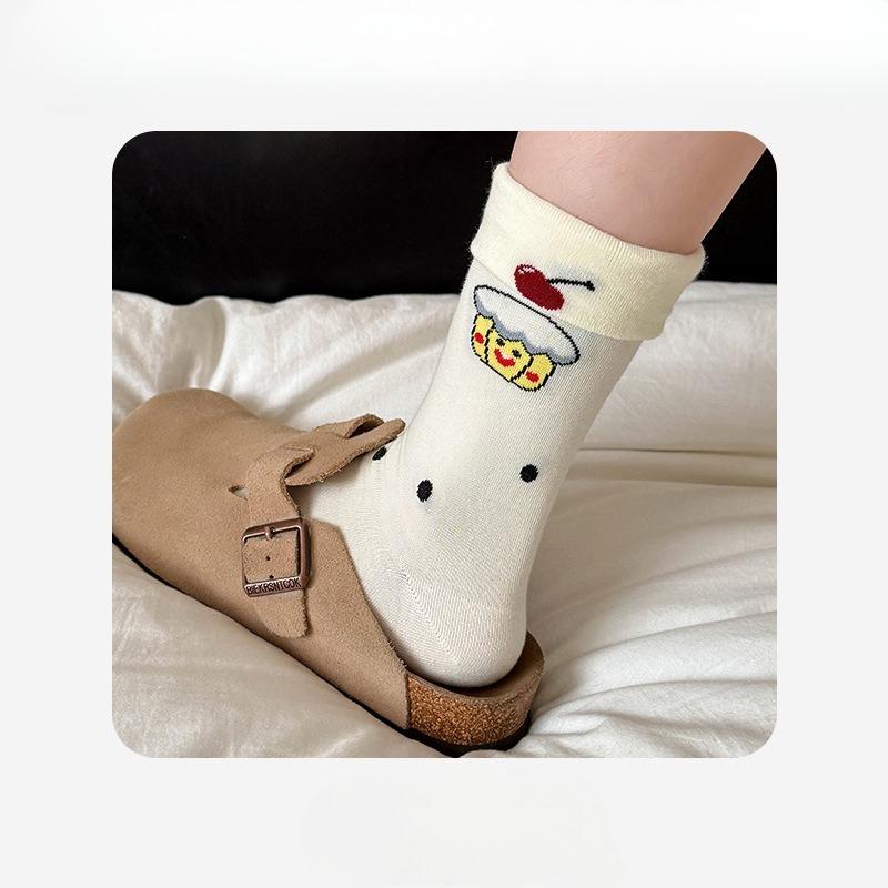 

Женские осенне-зимние все виды мультяшных собак милые складные носки из хлопка 1 pair молочный белый