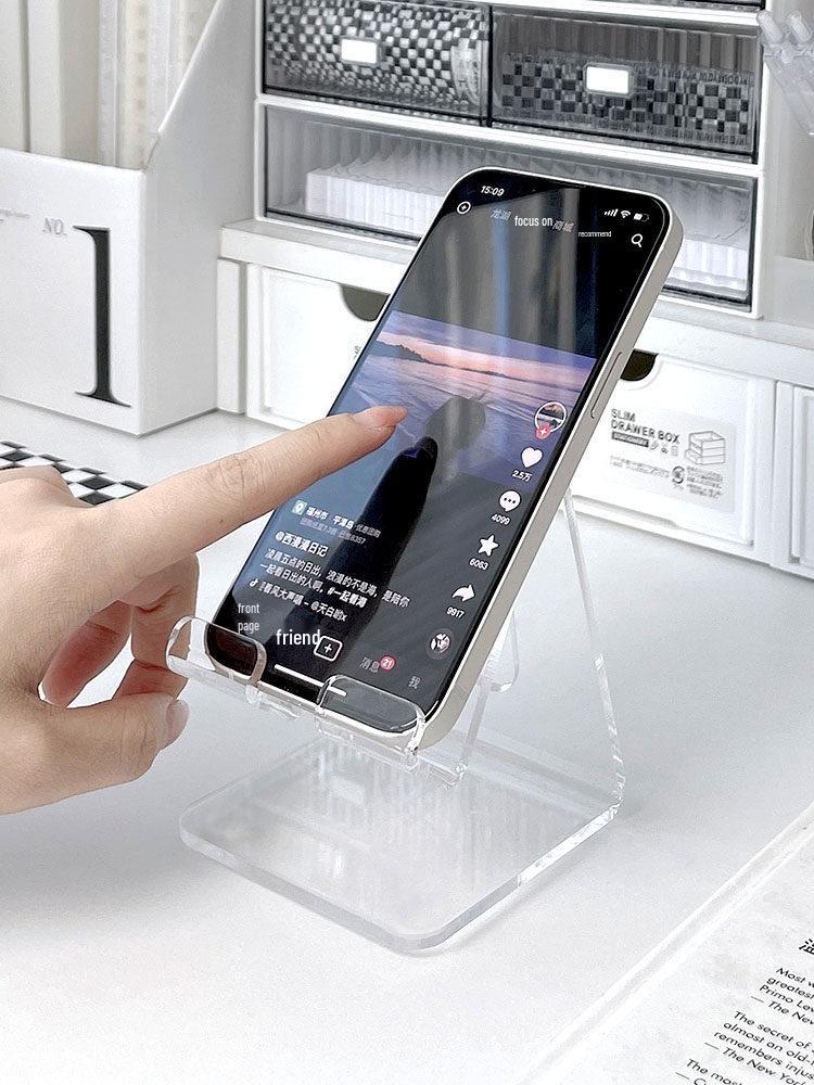 Acrylic Transparent Phone & Tablet Stand: Minimalist Student Dormitory & Office Desktop Holder.