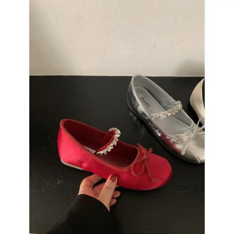 

[Armano] French rhinestone word belt Mary Jane shoes women s ballet shoes spring and summer with skirt single shoes women 35