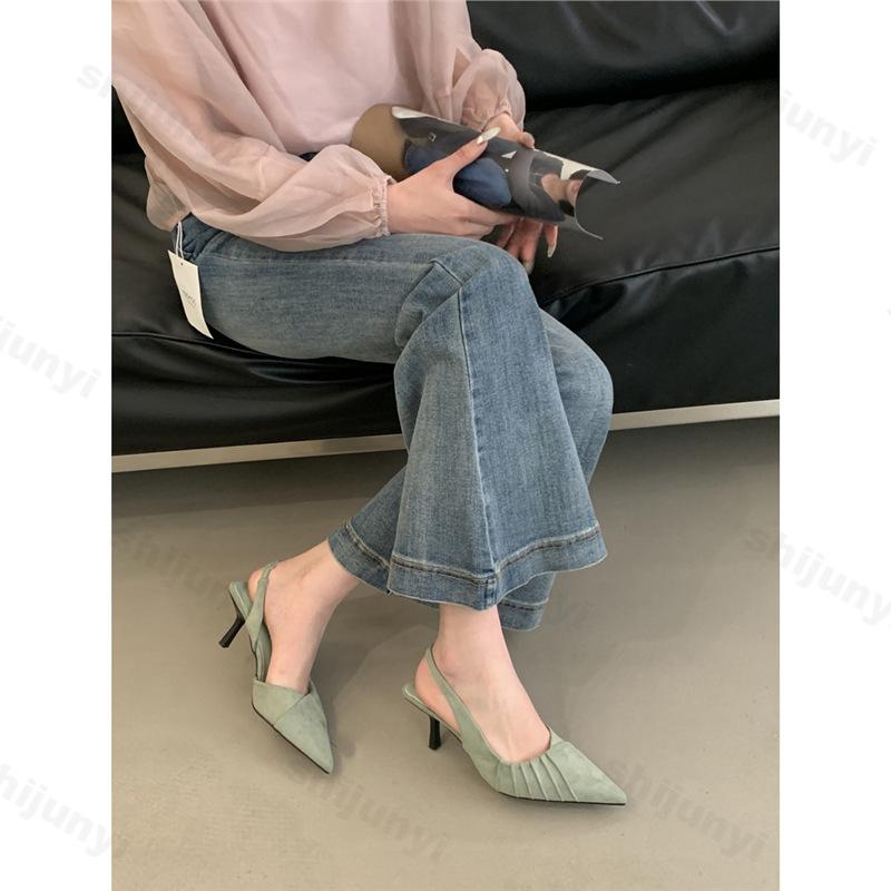 Fashion Elegant High-heeled Single Shoes Pointed Head 2025 Summer New Women's Temperament Lightweight Comfortable Back Strap Cool Pumps