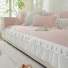 French Ice Silky Sofa Cushion With Skirt Solid Non-Slip Breathable Sofa Cover For Summer Sectional Skin-Friendly Home Textiles