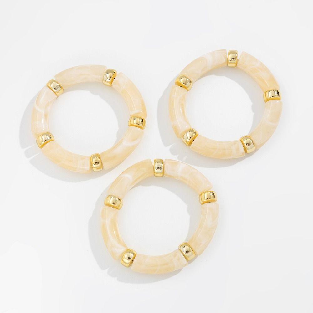 3Pcs Vintage Bamboo Beads Bracelet Stretchy Bohemian Bangles Set Charm Couple Bangles  Women Men