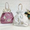 Mommy Bag Hanfu Drawstrings Bag Ruffle Floral Bucket Bag Embroidery Flower Handbag  Ladies/Girls