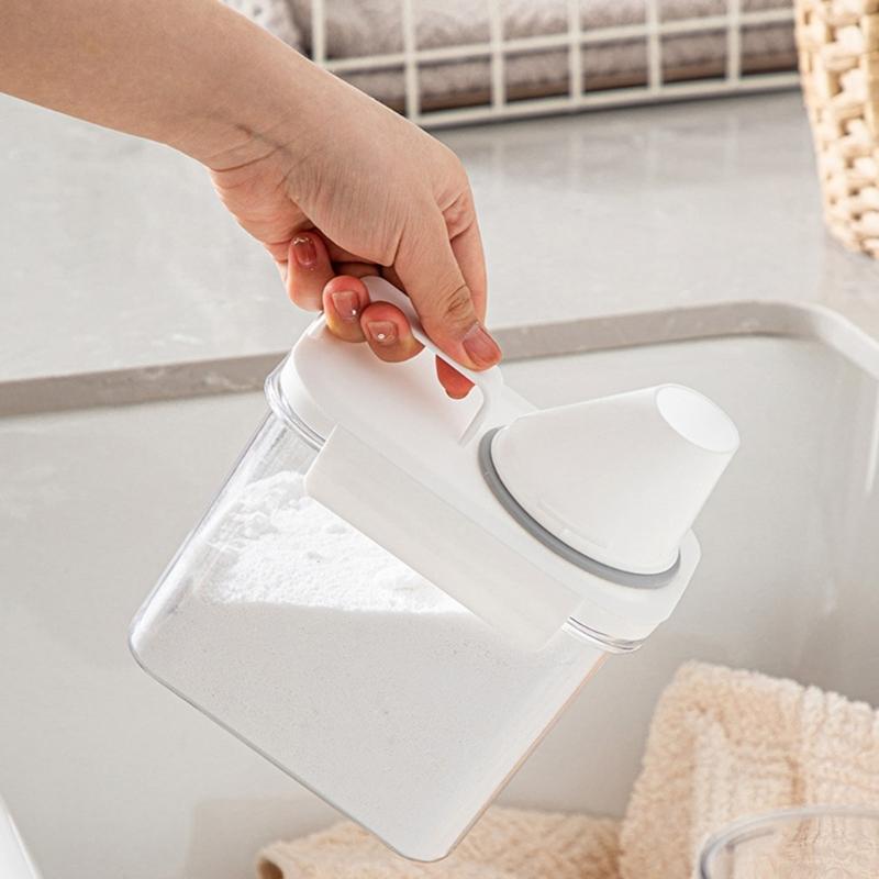 Convenient Laundry Detergent Storage Container with Measuring Cup Multifunctional Storage Container Practical Sealed Jar