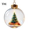 3D Holiday Character Figurines Christmas Faux Crystal Ball Hanging Ornaments with Warm LED Decorative Gift Souvenirs Lights, Luminous Tree Pendant for