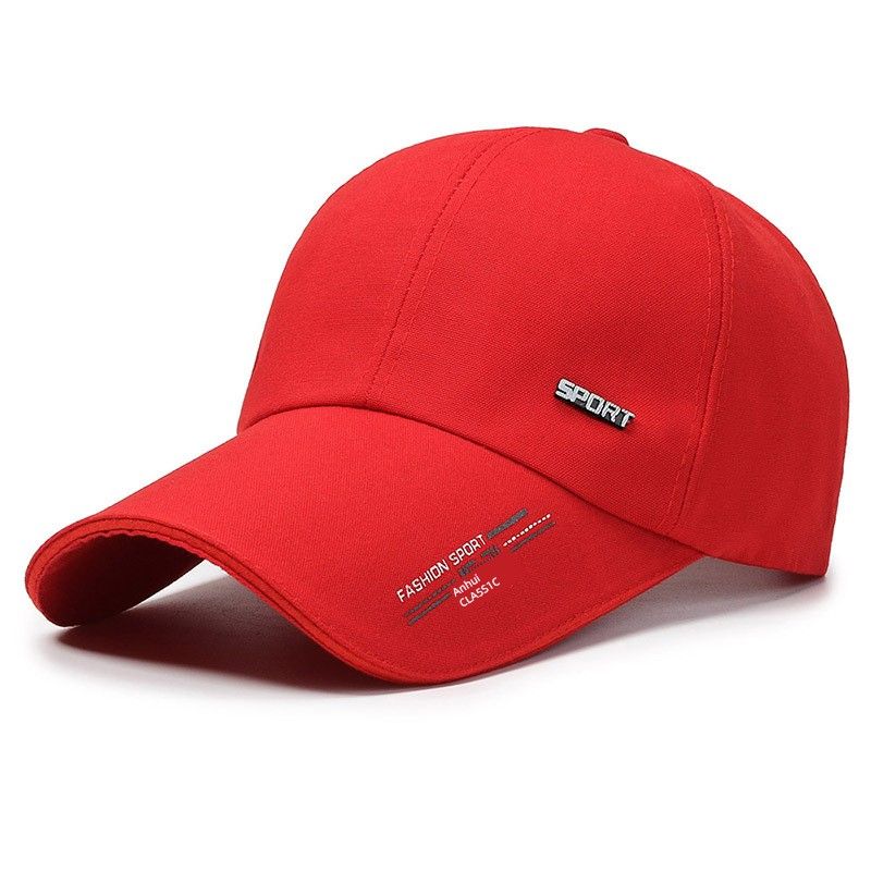 

Hat Men s Summer Long Brim Sun Protection Baseball Cap K-style Outdoor Casual Sports Fishing Hat Autumn and Winter Peaked Cap Red Adjustable