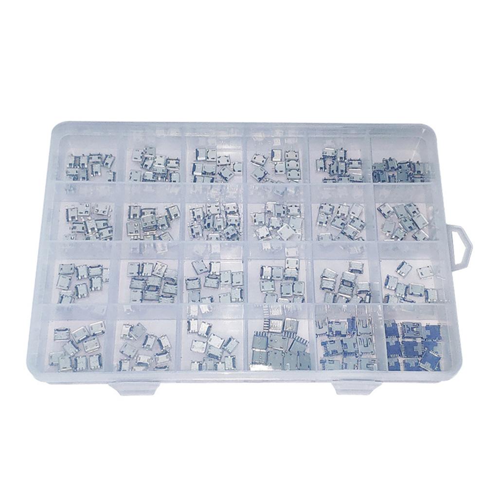 1 Box 24 Models Micro USB Connector Multifunction Socket Jack USB Connectors