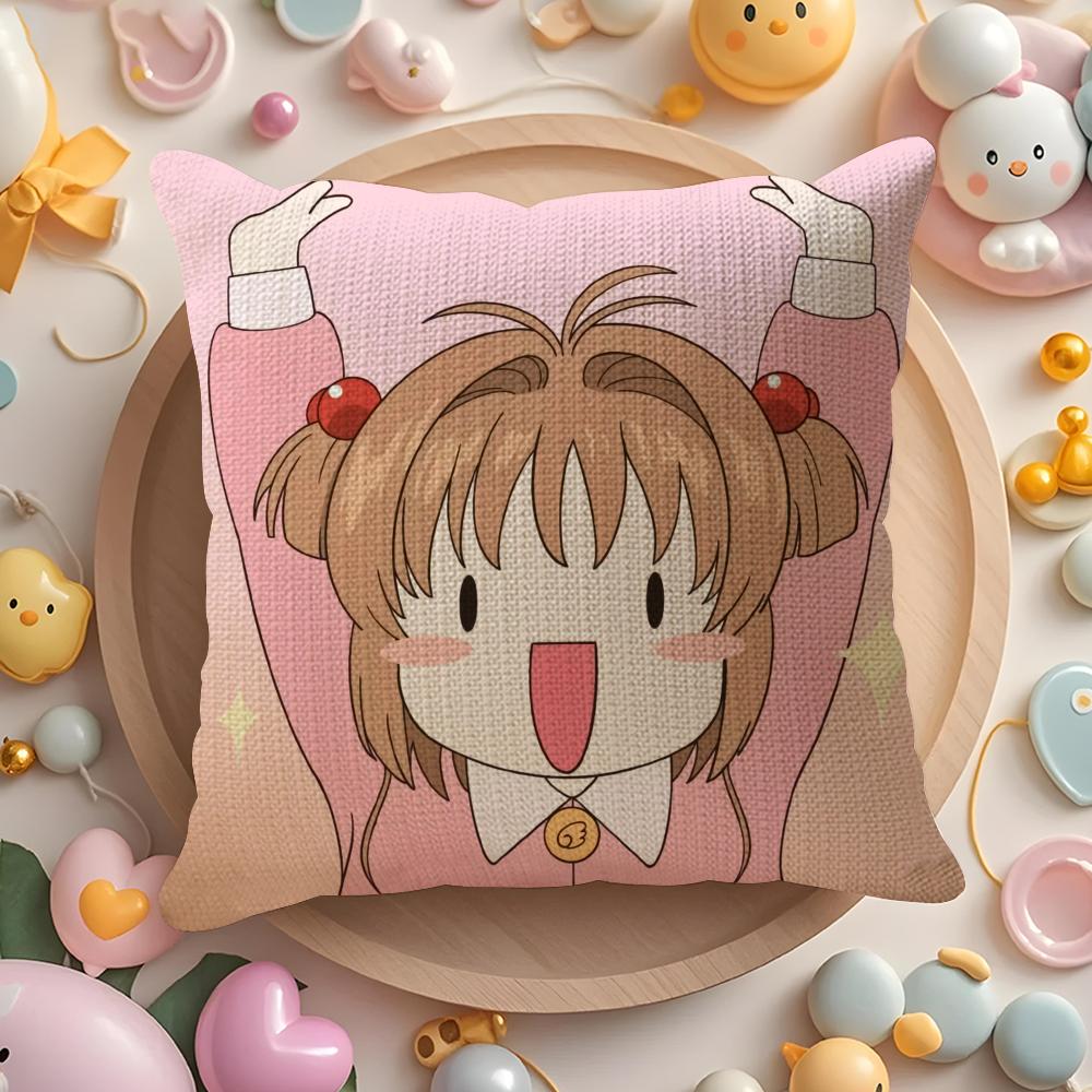Anime CCardcaptor Sakura Cartoon Pillow Case Pattern Printed Pillowcase for Living Room Sofa Cushion Cover Bedroom Decor