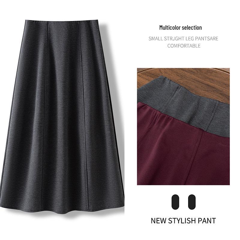 Women's High-Waisted Spring 2026 Slimming Skirt, Mid-Length, Elastic Waist, Umbrella Style, Petite Fit, Elegant Drape