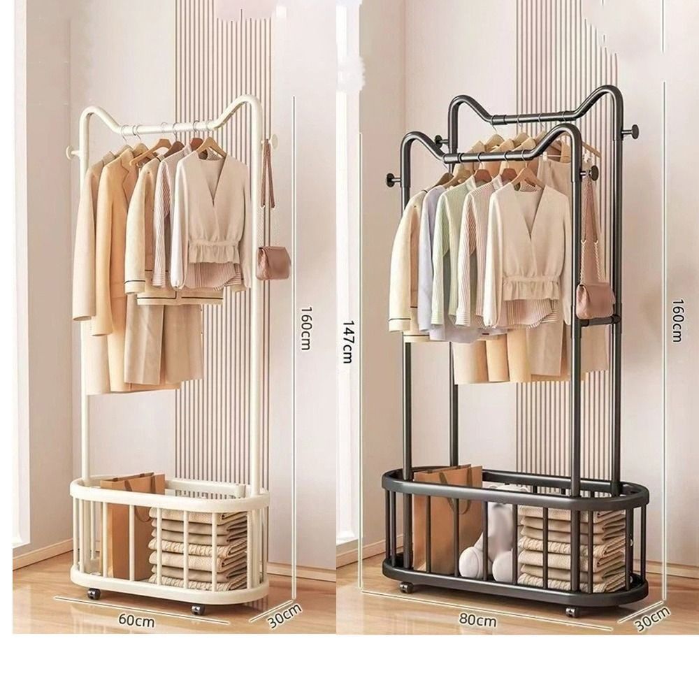 Light Luxury Clothes Rack Storage Basket Coat Rack New Floor-to-ceiling Hanger  Bedroom Use