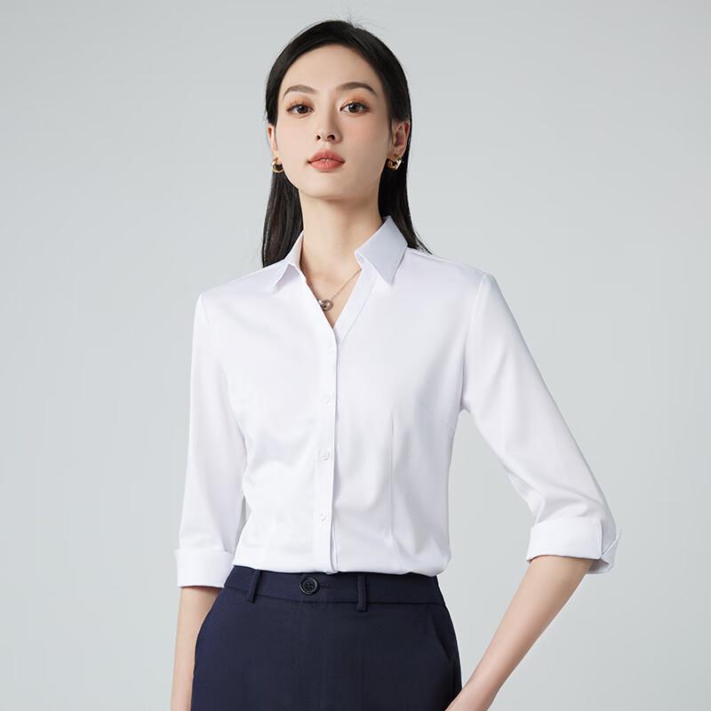 Treluoman Women's V-Neck 3/4 Sleeve Business Blouse