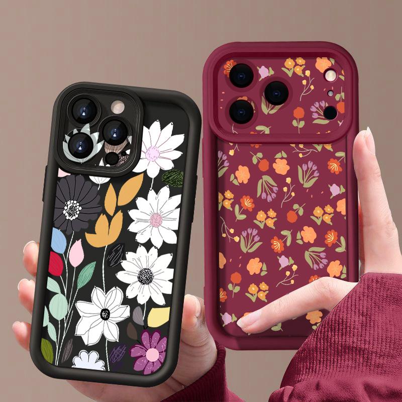 White Flower Pattern Case For iPhone 17 Pro Max Shockproof Soft Silicone Bumper Cover For iPhone 16 15 Pro Max 14 13 11 16E 17E
