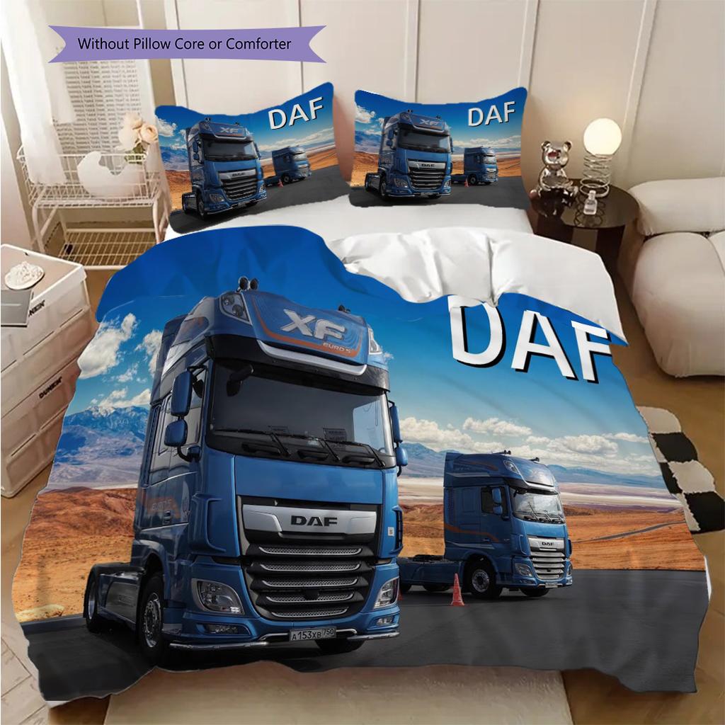 Blue Truck Mountain Road Bedding (1 * duvet cover + 2 * pillowcase, without core) 2D Flat Duvet cover and pillowcase Christmas birthday gift