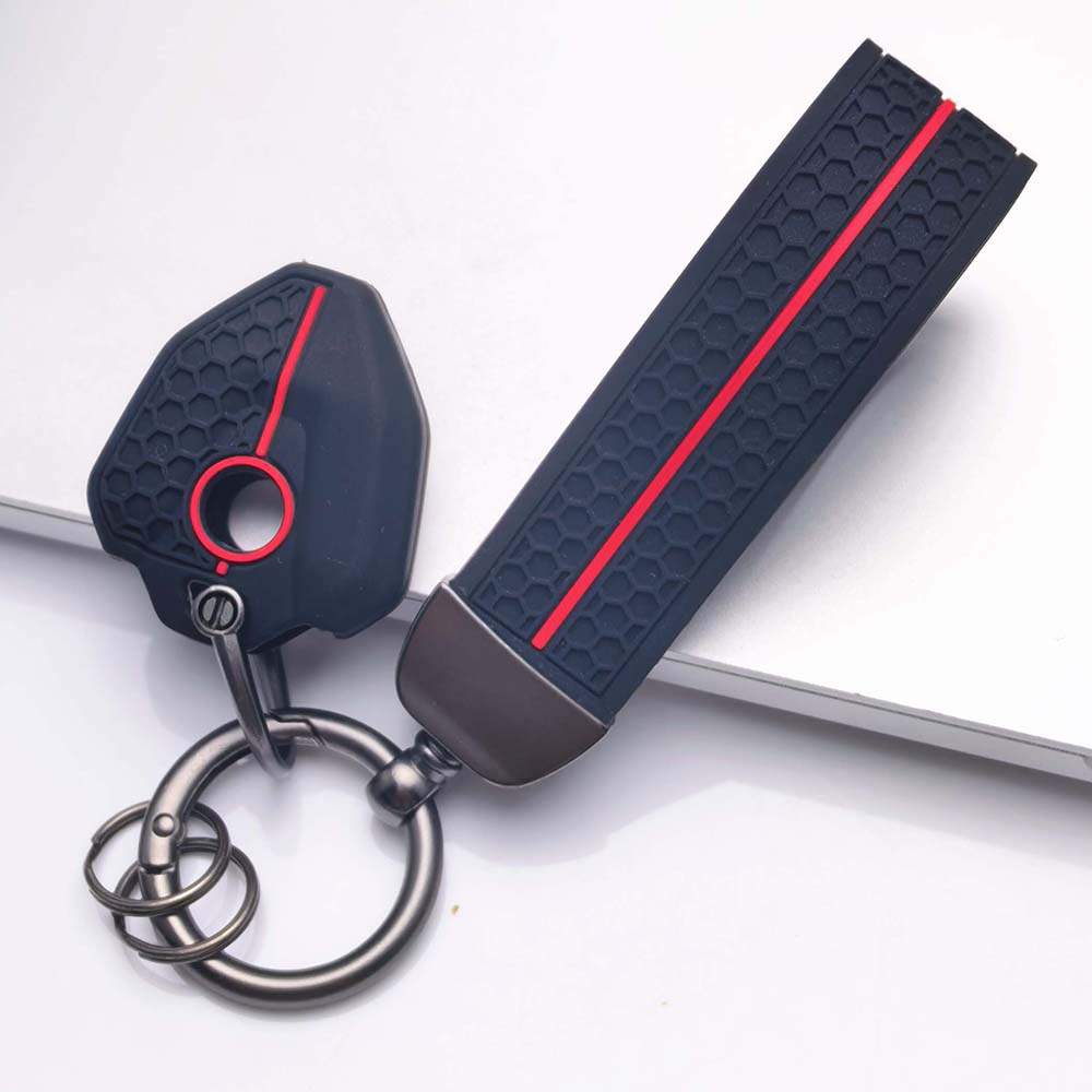 Key Holder Cover for CFMOTO 1-Button with Keychain Anti-Scratch Anti-Shock Keychain Holder Soft Silicone Motorcycle Key Protective Cover with keychain