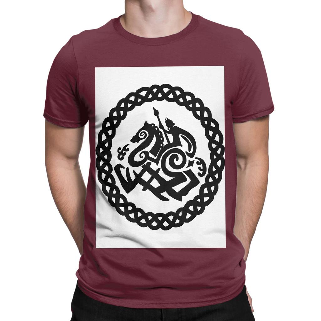 Norse Odin and Sleipnir in Knot Circle Funny 100 Cotton TShirt Sleipnir Tops Tees For Unisex