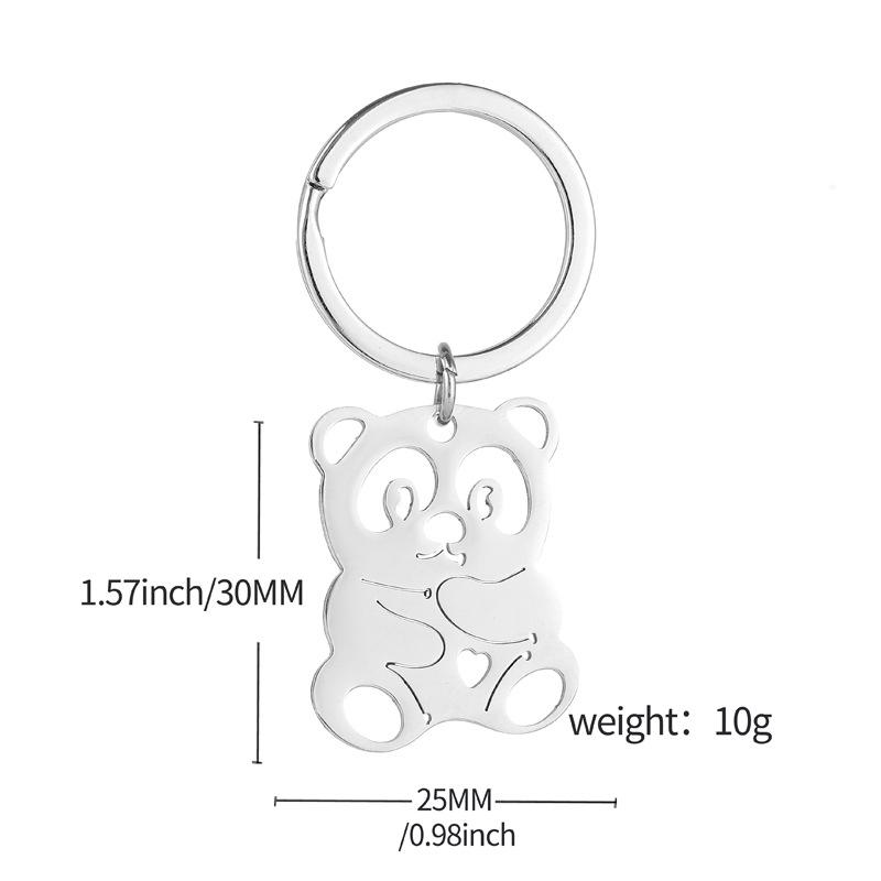 Black White Panda Stainless Steel Keychain Cute Cartoon Style Fashion Couple Friend Pendant Practical Daily Gift