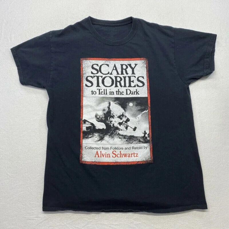 SALE Scary Stories To Tell In The Dark Men T-Shirt Large Black Alvin Schwartz Co Unisex T-Shirt S