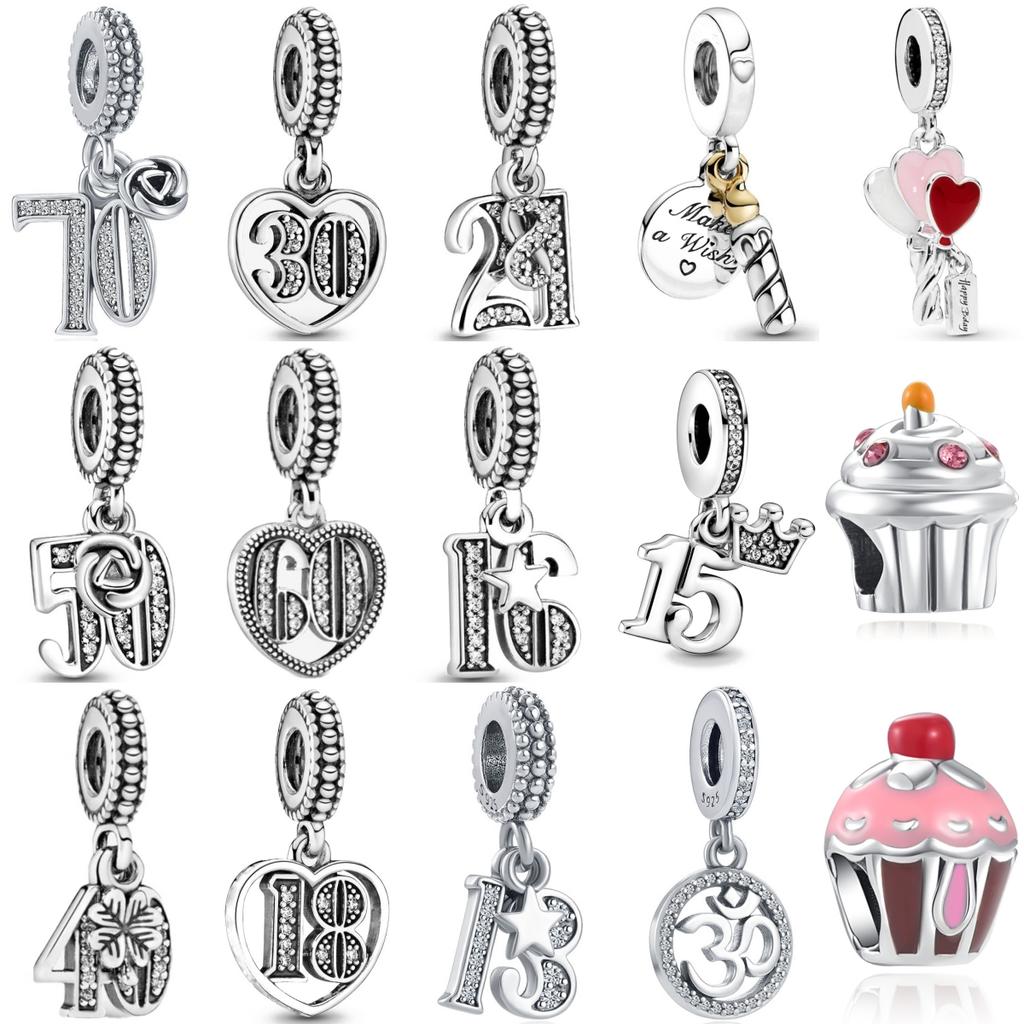 Newpure Copper Birthday Gift Series Cake Digital Pendant Beads Fit Original Charms Bracelet Diy Women Jewelry