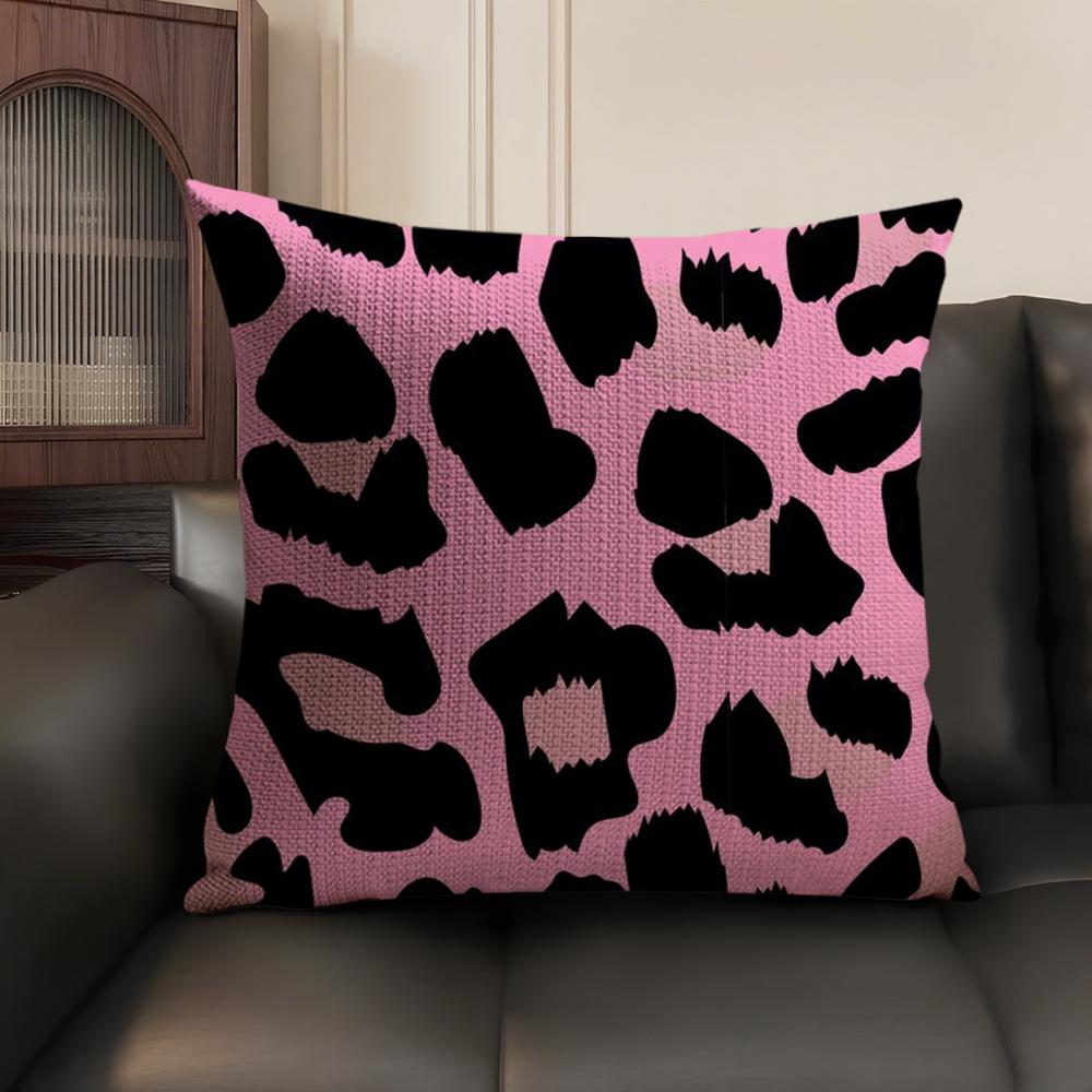 Leopard Print Cushion Cover Natural Linen Organic Fabric DoubleSided Printing Sofa Home Decor Breathable Environmentally