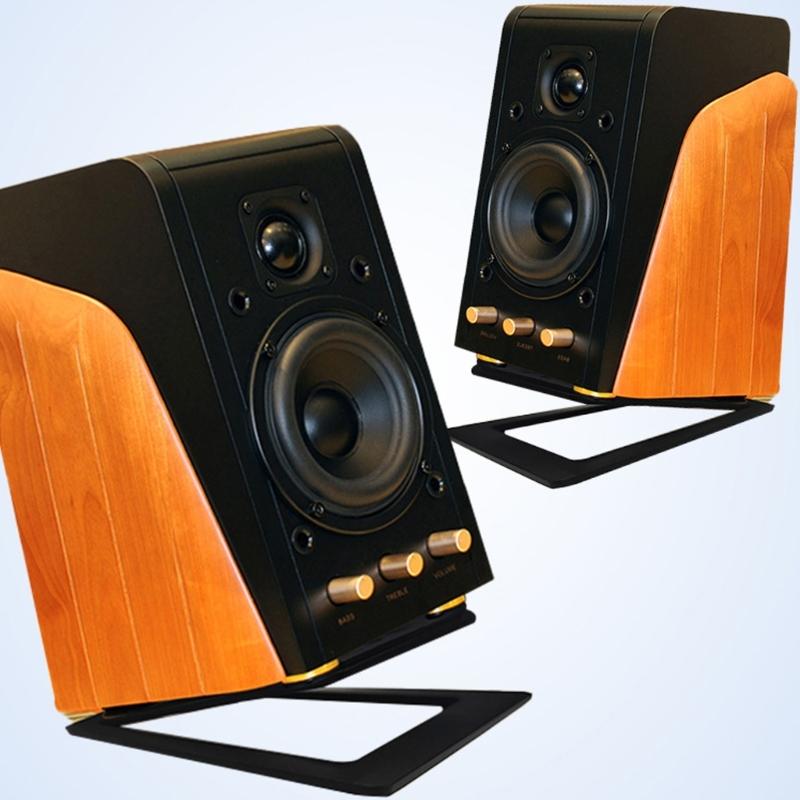 Desktop Speaker Stand Anti Vibration Foam And Metal Frame For Enhances Sound Quality Home Theater Gaming Setups