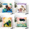 Cute Cat Illustrations Pillow Case Home Living Room Decoration Linen Pillowcover Pillow Cases Cushion Cover