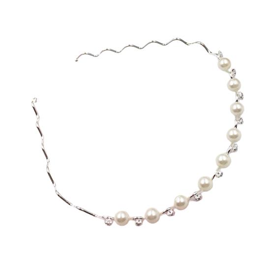 Inteligentny koreański Rhinestone Faux Pearl Wave Pattern Spinka do włosów Opaska do włosów