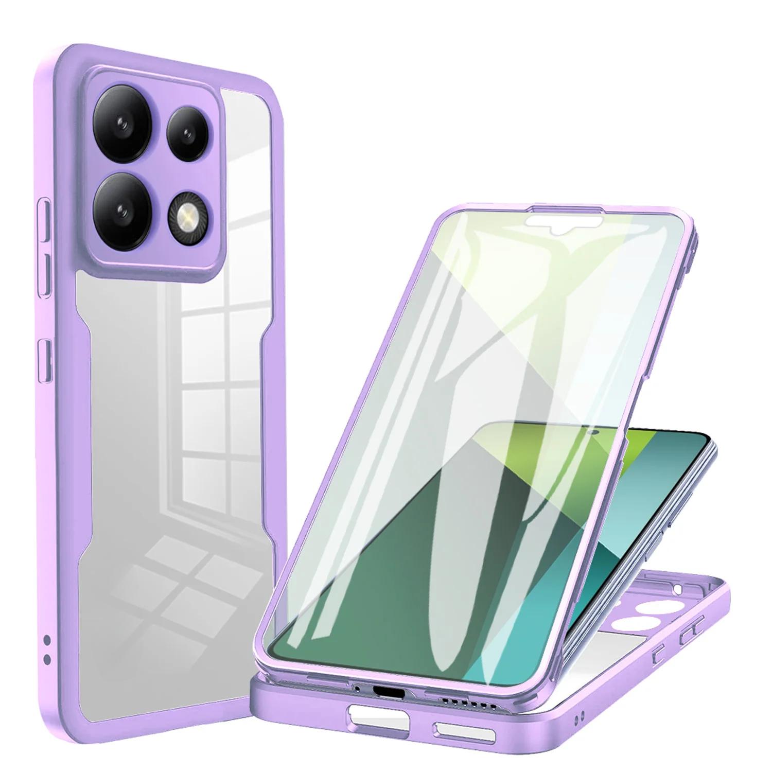 

Розкішний протиударний 360 Full Cover чохол для Xiaomi Redmi 13C 12C 12 Turbo 3 A1 A2 Plus 10C 10 10A 9C 9A М який силіконовий чохол-бампер Redmi 13C 4G фіолетовий