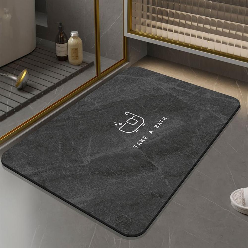 Dark Marble Enjoy Every Day Letter Diatom Bath Rug Non Slip Fast Water Absorbing Quick Dry Mat for Shower Entrance Home Decor