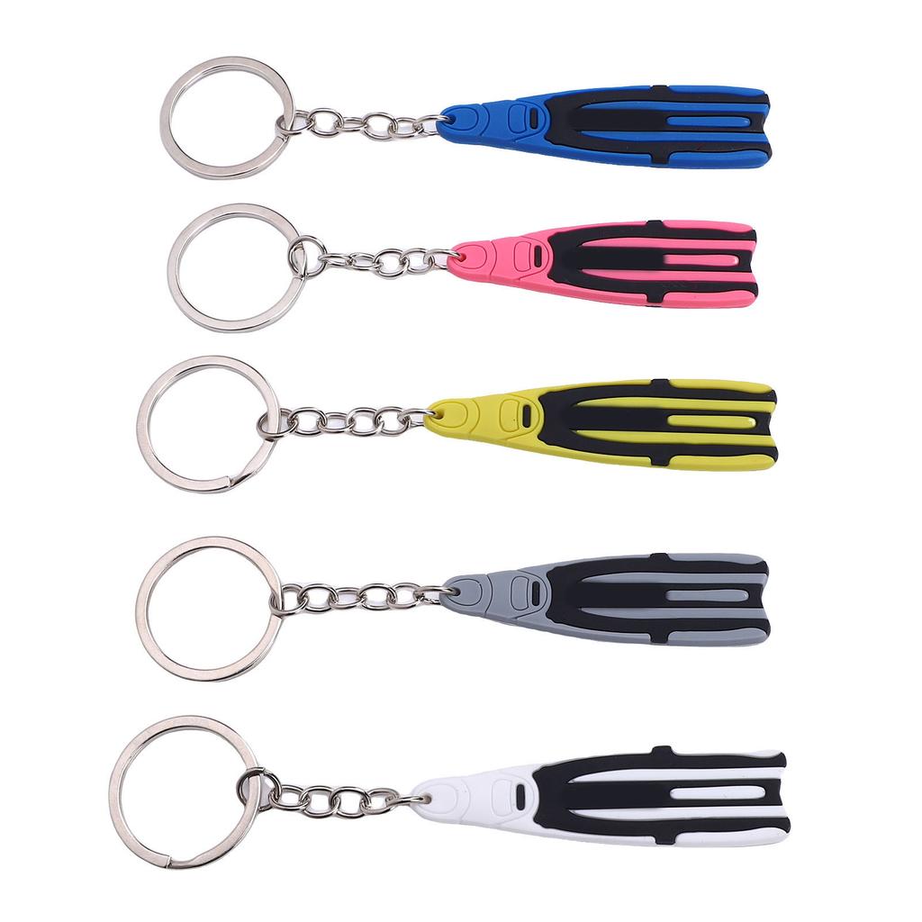 5pcs Scuba Diving Keychain Silicone Creative Flipper Shape Keychain for Bag Purse Backpack