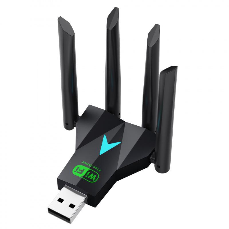 USB Wireless Network Card 1300Mbps Gigabit 5G Dual-Band WiFi6 Receiver, Driver-Free