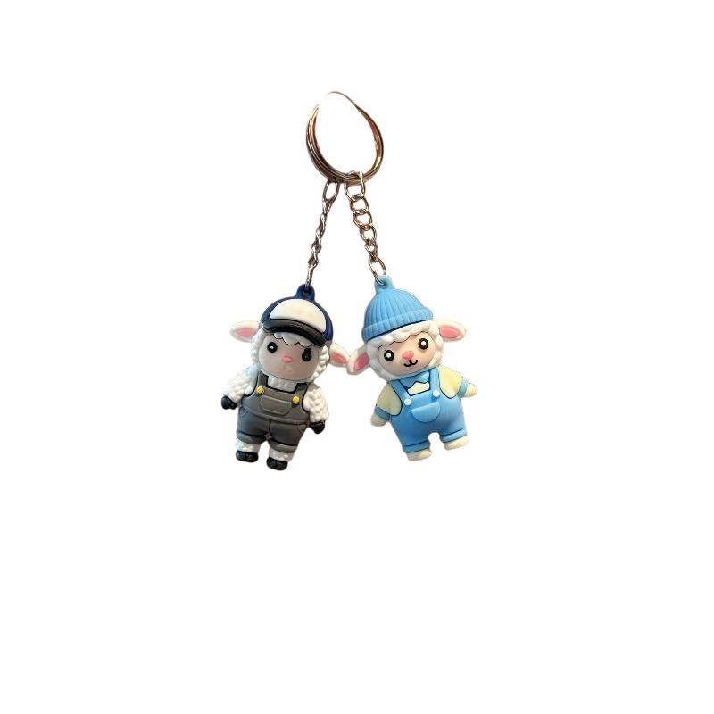 Pvc Keychains With Lovely Outfits Sturdy Metal Ring For Nice Bag Decor Gift For Kids And Friends Cute Cartoon Sheep