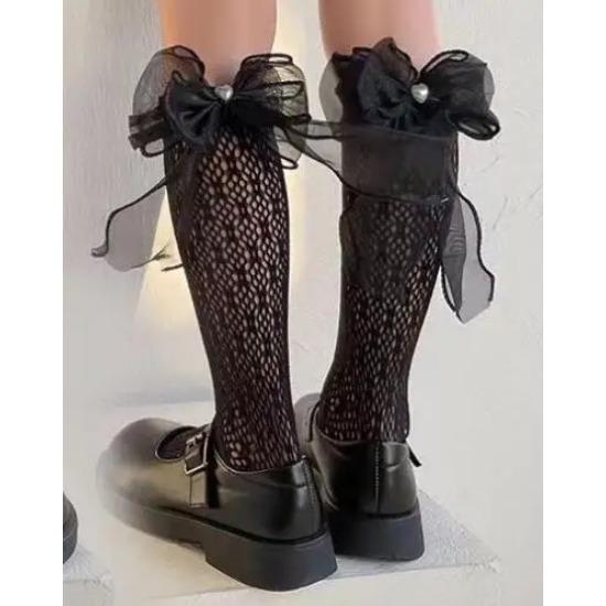 Girls Socks Hollow Out Thin Section Three Yarn Knot Love Princess Baby Socks Lolita Stockings