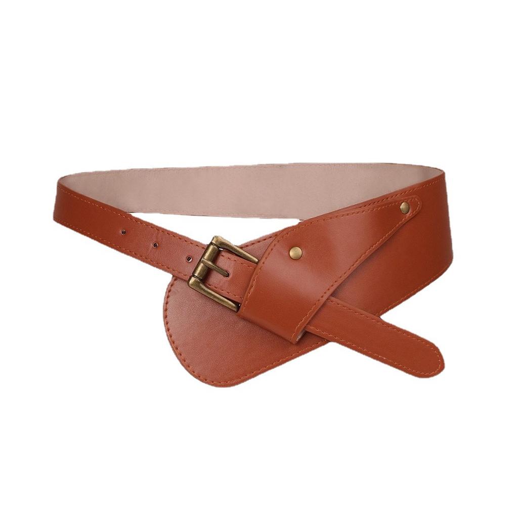 European and American Catwalk Show Fashionable Wide Waist Belt for Women with Oblique Versatile Decorative Belt