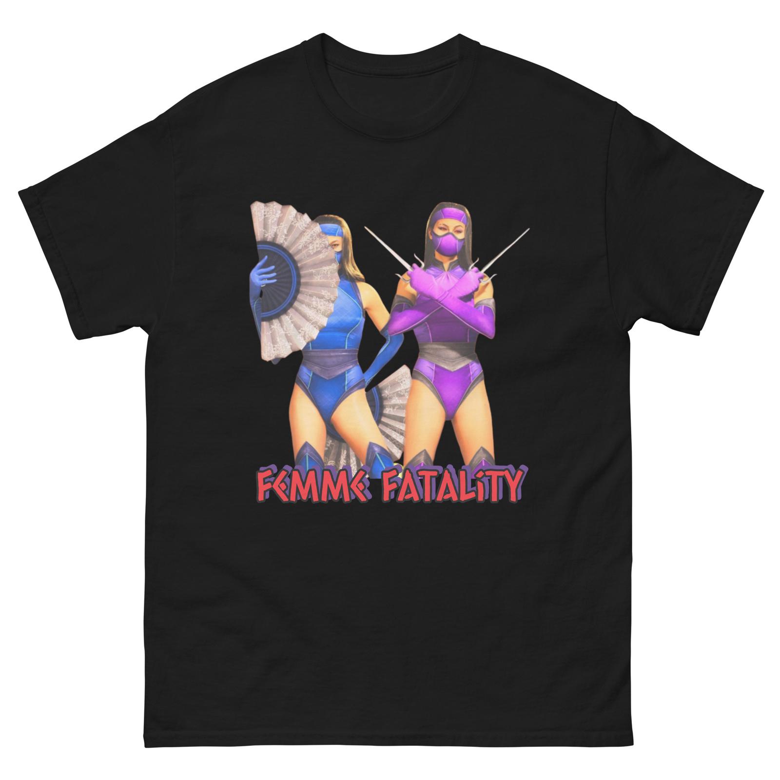 Футболка Mortal Kombat с Милиной и Китаной: Femme Fatality | Футболка в стиле ретро-игры | Унисекс L